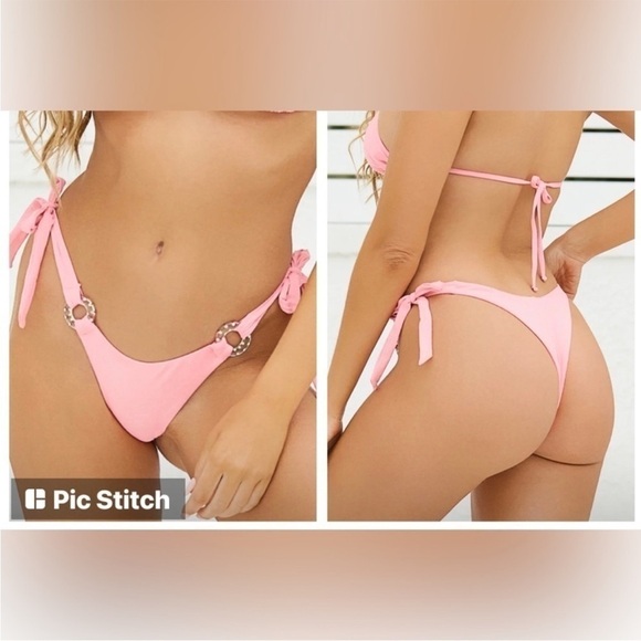 Beach Bunny Pink Glitter Front Ring Bikini Set - Picture 3 of 11